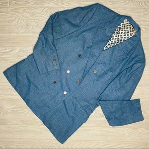 H.I.S brand blue button up long sleeve blazer / suit jacket size medium